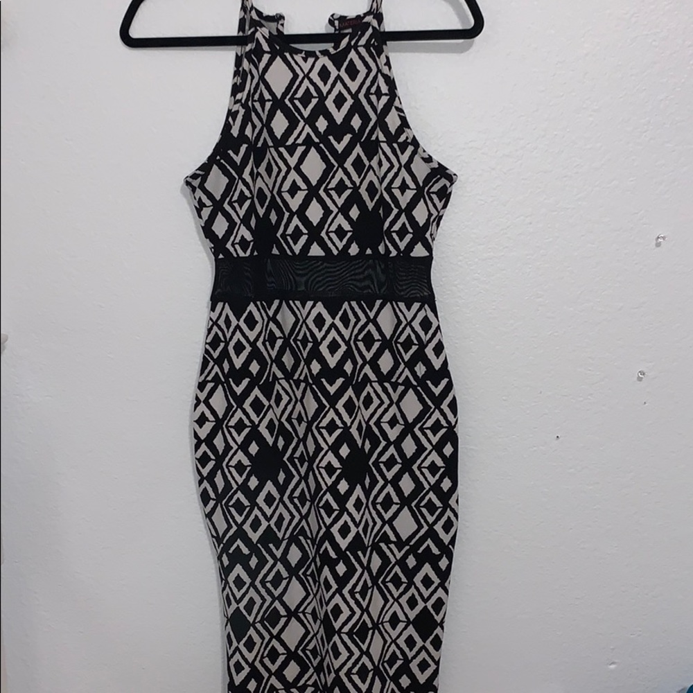 Black and white midi body con dress